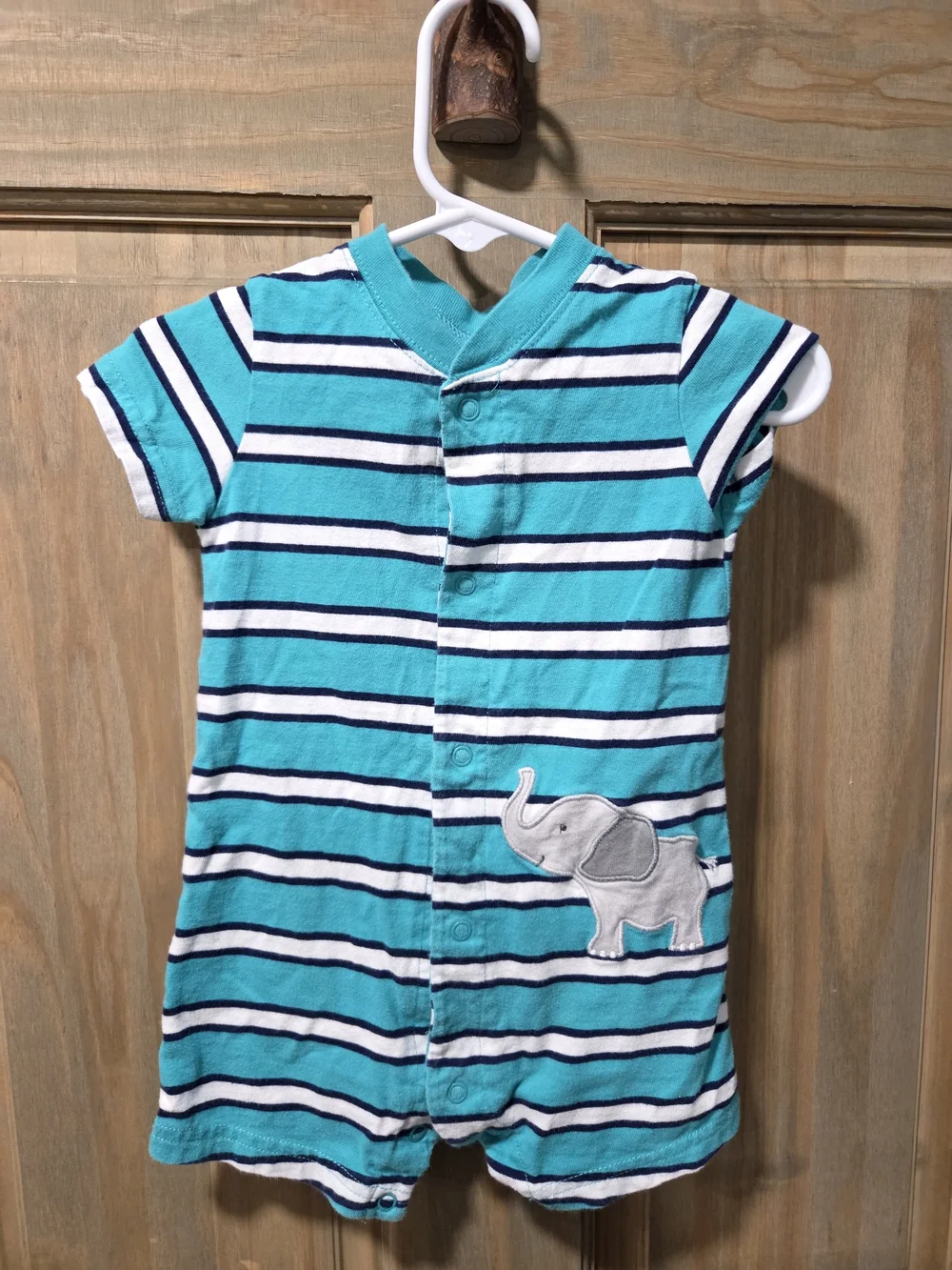 **BUNDLE & SAVE** Carter's Turquoise Striped Elephant Short-Sleeve Romper